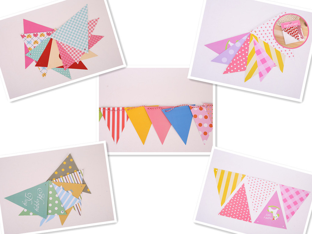 New Products Kraft Triangle Flag Bunting for Party Decoration