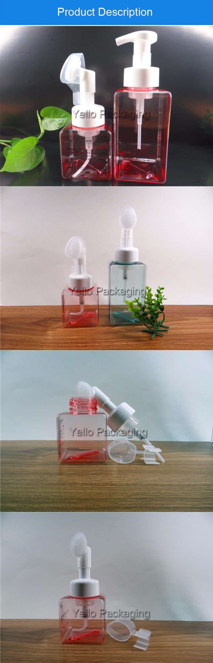 Hot Selling 250ml Square Foam Empty Cosmetic Bottle