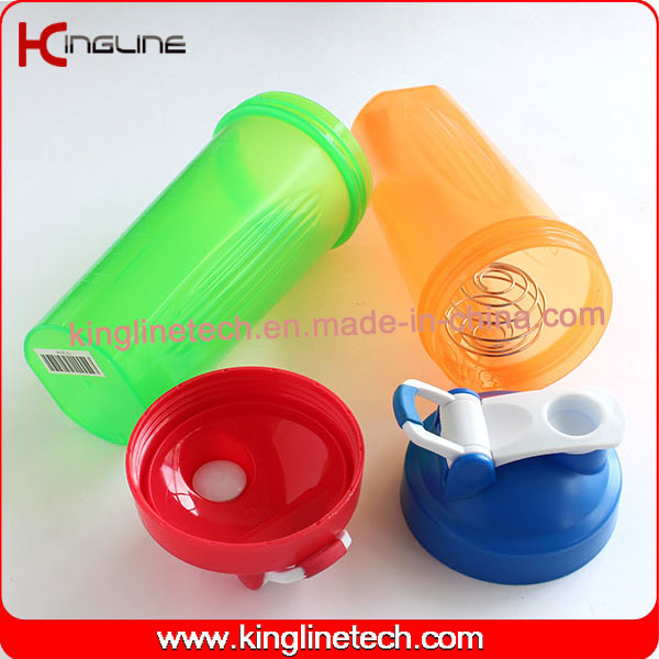 20oz/600ml plastic protein shaker bottle with shaker ball and handle(KL-7010D)