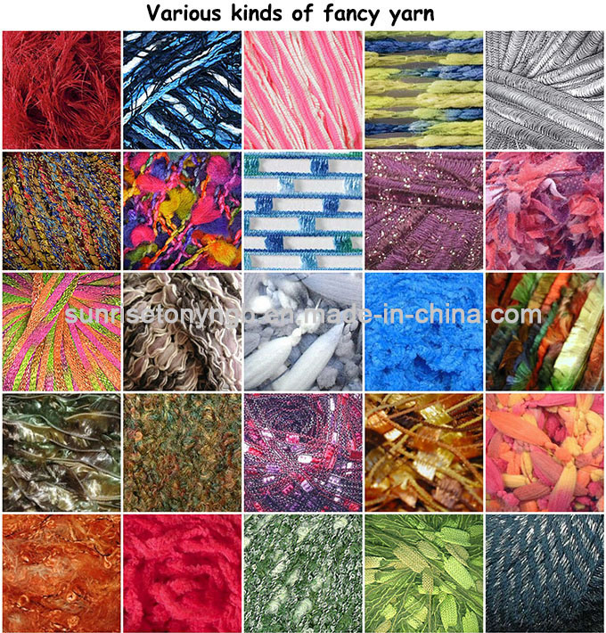 Spun Gold Fancy Feather Wool Nylon Polyester Yarn (FY-073)