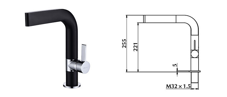 New Luxury Design Single Lever Black Kitchen Sink Water Faucet Mixer Tap