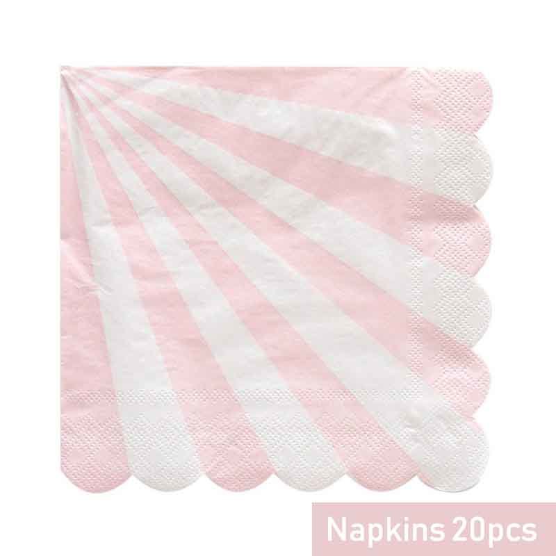 Pink White Gold Plate Cup Paper Napkin Straw Disposable Tableware Set for Wedding Kids Birthday Party Decoration Favors Supplies