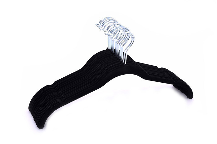 Achino Black Velvet Coat Hanger with U Notched Arm