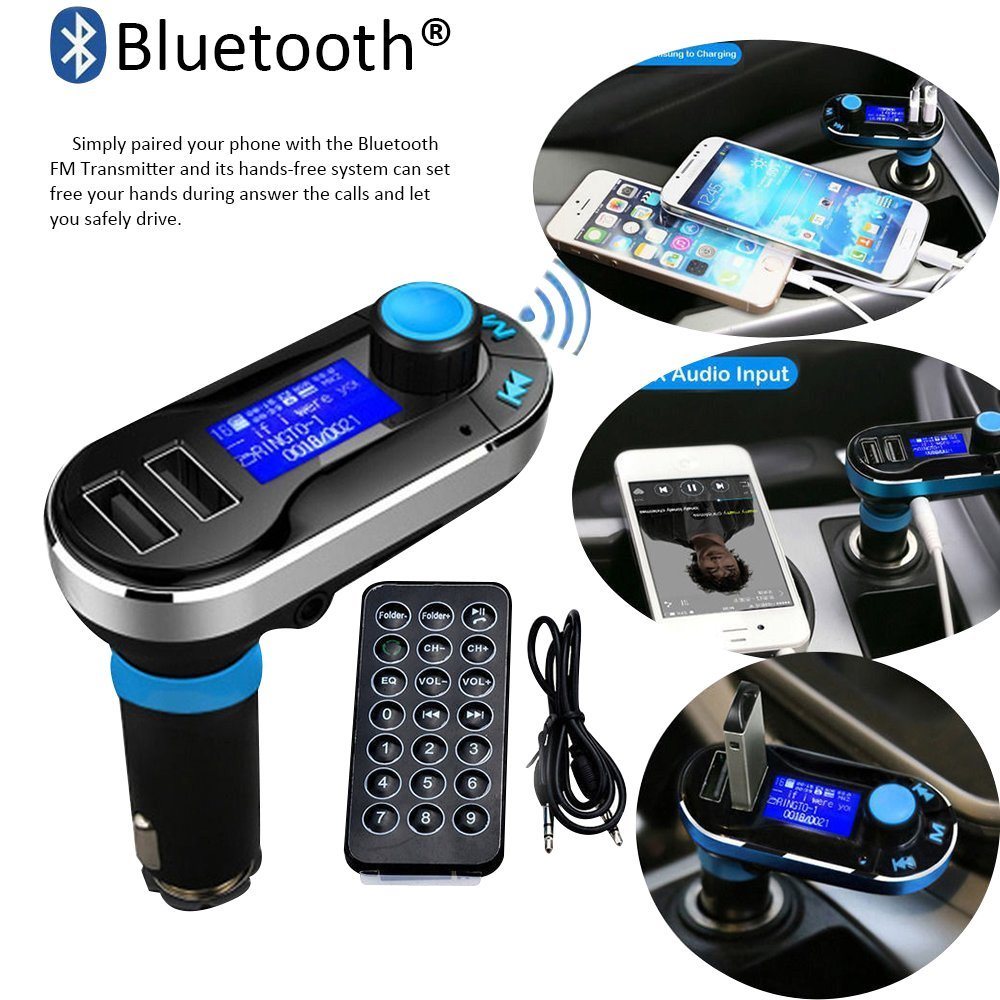 Bluetooth MP3 Player Car Charger with Dual USB Charging Ports