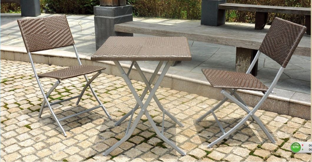 Rattan Foldable Furniture Table+ Chair Set for Balcony