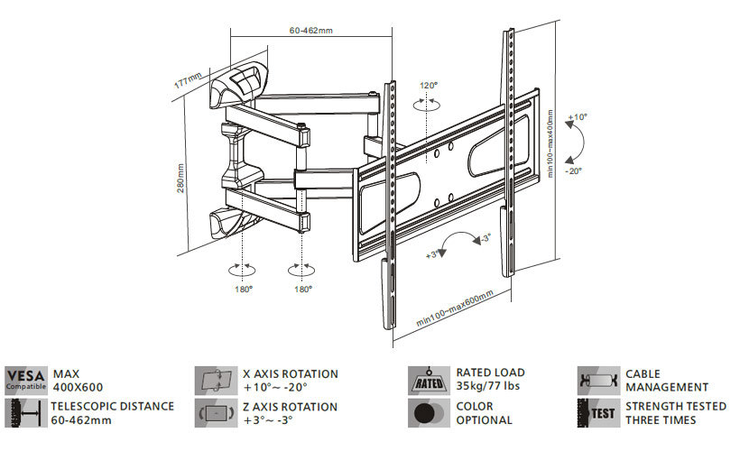 Universal Tilting Flat Panel TV Wall Mount Bracket