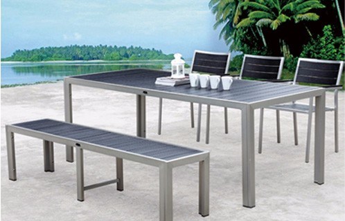 Outdoor Furniture with Chairs Long Wooden Dining Table