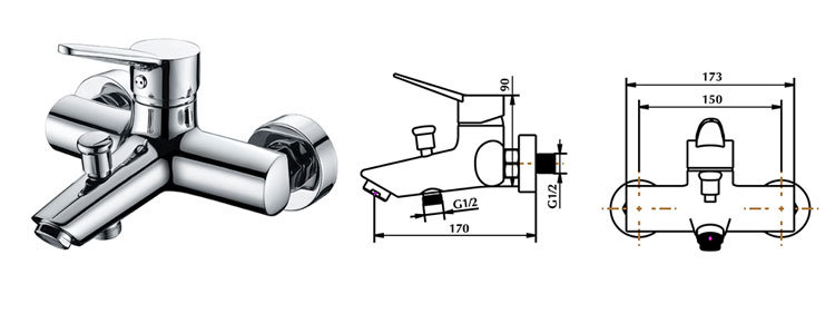 Hot Sale Wall Mounted Single Handle Bathroom Bath-Shower Faucet