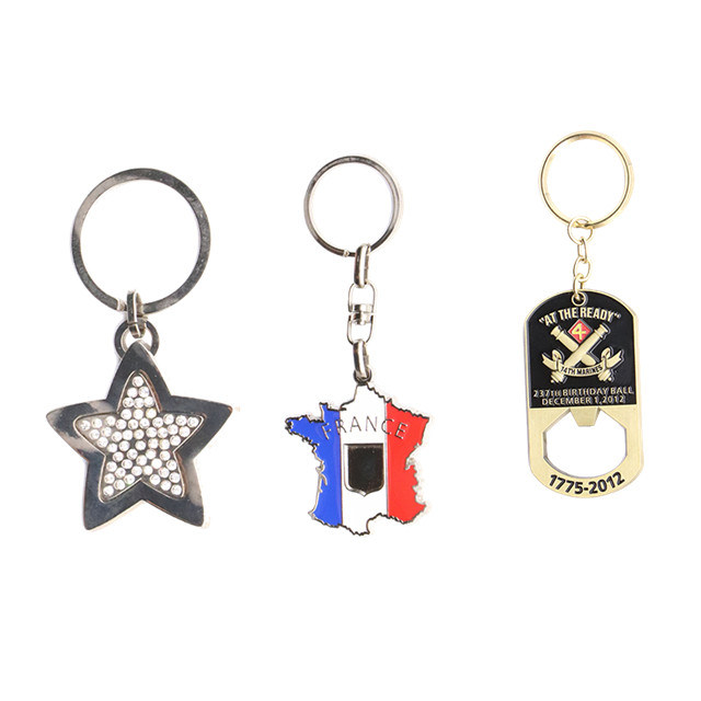 2017 Hot Selling Rhinestone Fashion Custom Logo Metal Keychain