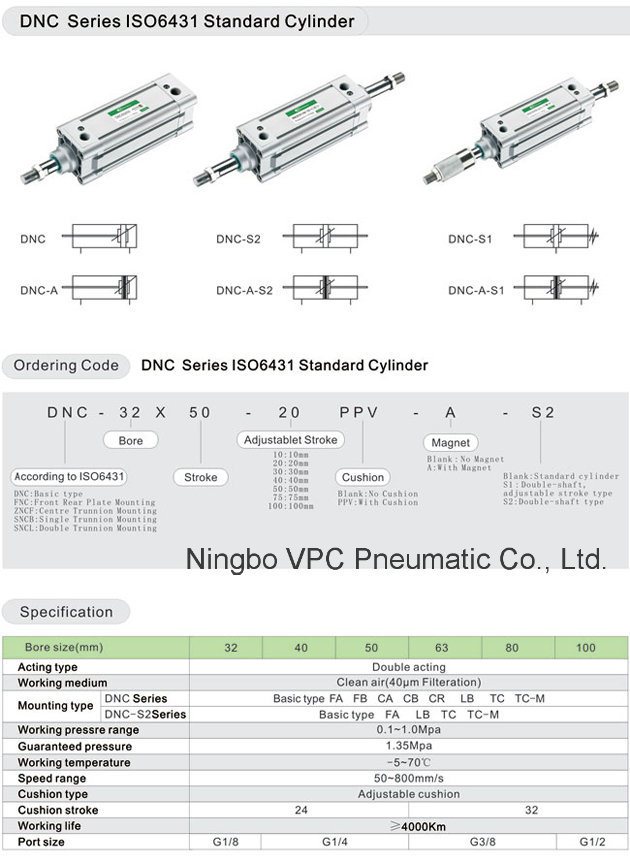 European Market Festo Type DNC Series Standard Pneumatic Air Cylinder