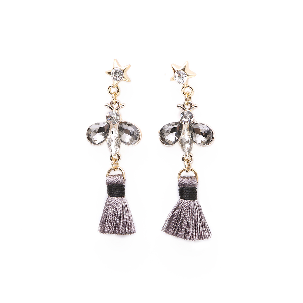 Women Girl Ladies Vintage Crystal Tassel Dangle Stud Earrings Jewelry