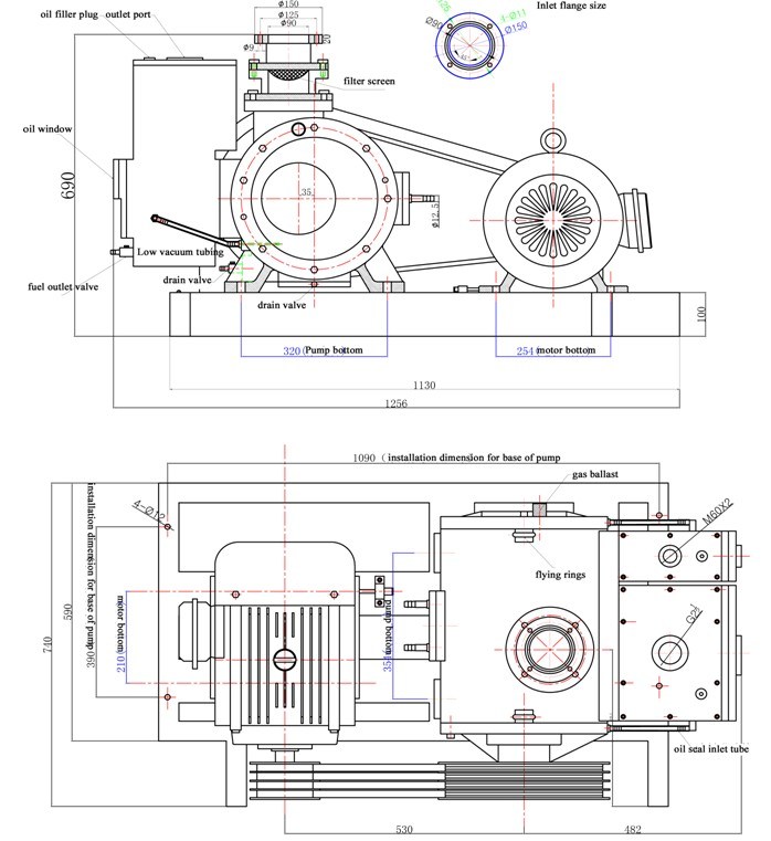 2X-100A Oil Sealed Rotary Vane Vacuum Pump for Chemicals