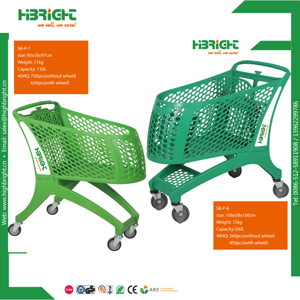 Asian Style Supermarket Metal Wire Shopping Trolley