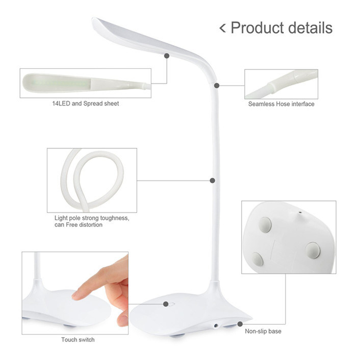 USB Rechargeable Flexible Snake Learning LED Table Reading Lamp