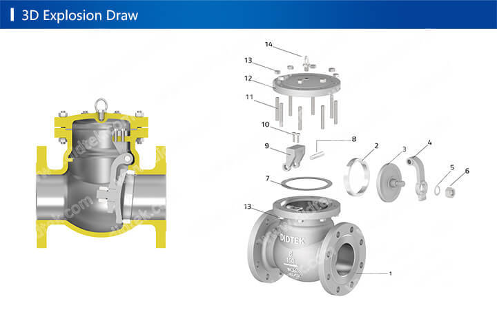 Didtek 12 Inch Wcb Flanged Swing Check Valve for Water