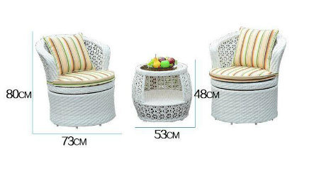 3 Pieces PE Rattan Swivel Chair Coffee Table Sets