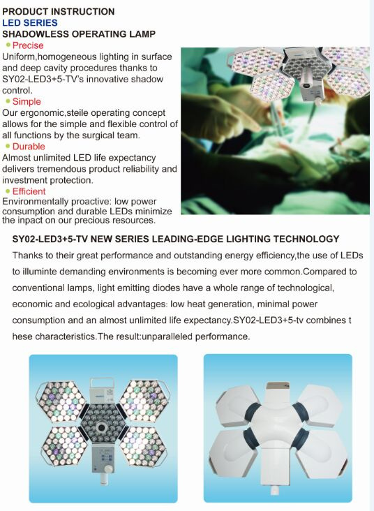 LED Shadowless Operating Light with Camera (SY02-LED3+5-TV)