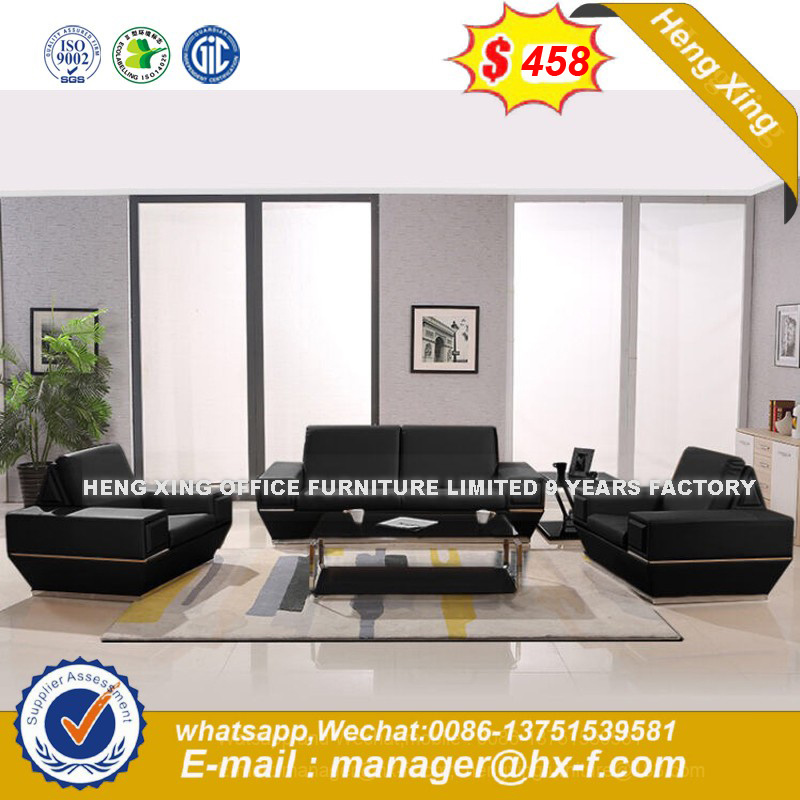 Modern Black Color Reception Room Leather Office Sofa (HX-8N0803)