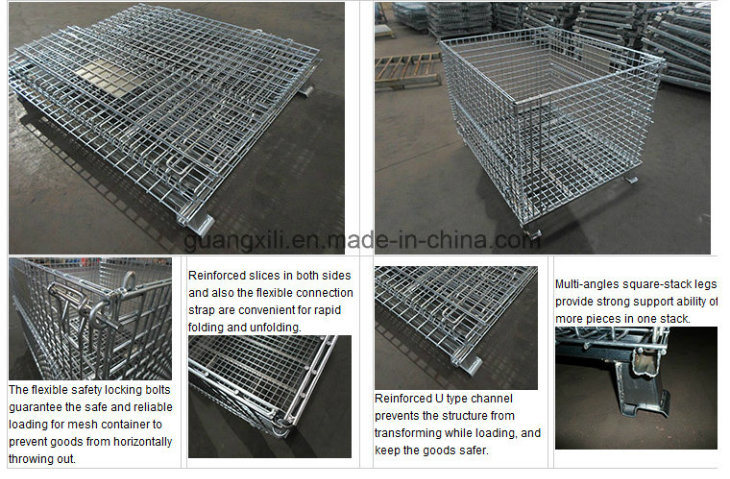 Rolling Mesh Wire Steel Pallet Metal Storage Cage