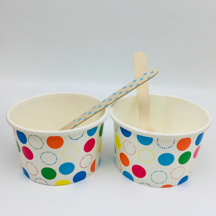Customized Disposable 4oz-26oz Double PE Coated Paper Ice Cream Cup