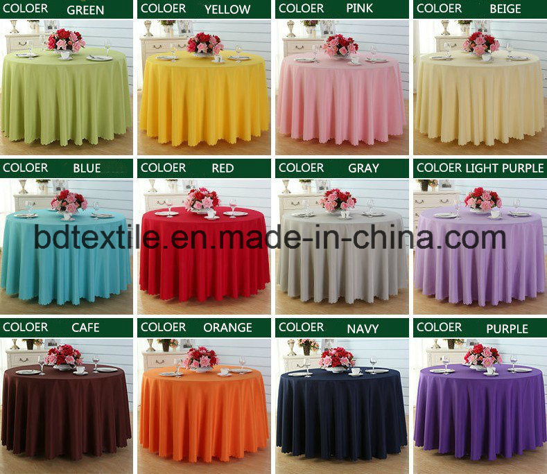 Wholesale Round 100% Polyester Table Cloth for Hotel and Wedding
