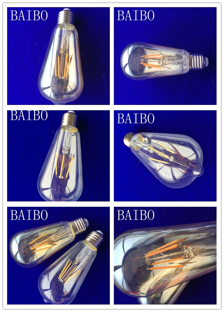 Transparent FL-St64 LED Light Lamp, 4W 6W 8W LED Lamp