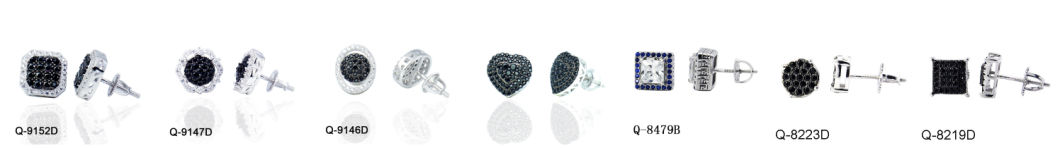 Factory Hotsale 925 Sterling Silver Earrings with Black Stone Stud Earring