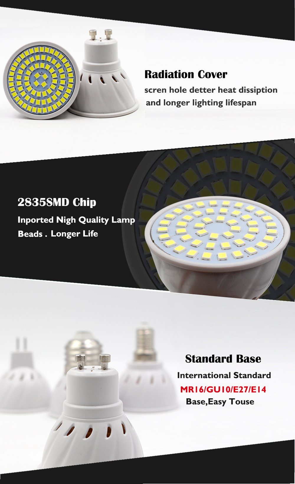 High Quality E27 E14 Gu5.3 M16 GU10 LED Cup Lamp 3W LED Spotlight Warm White