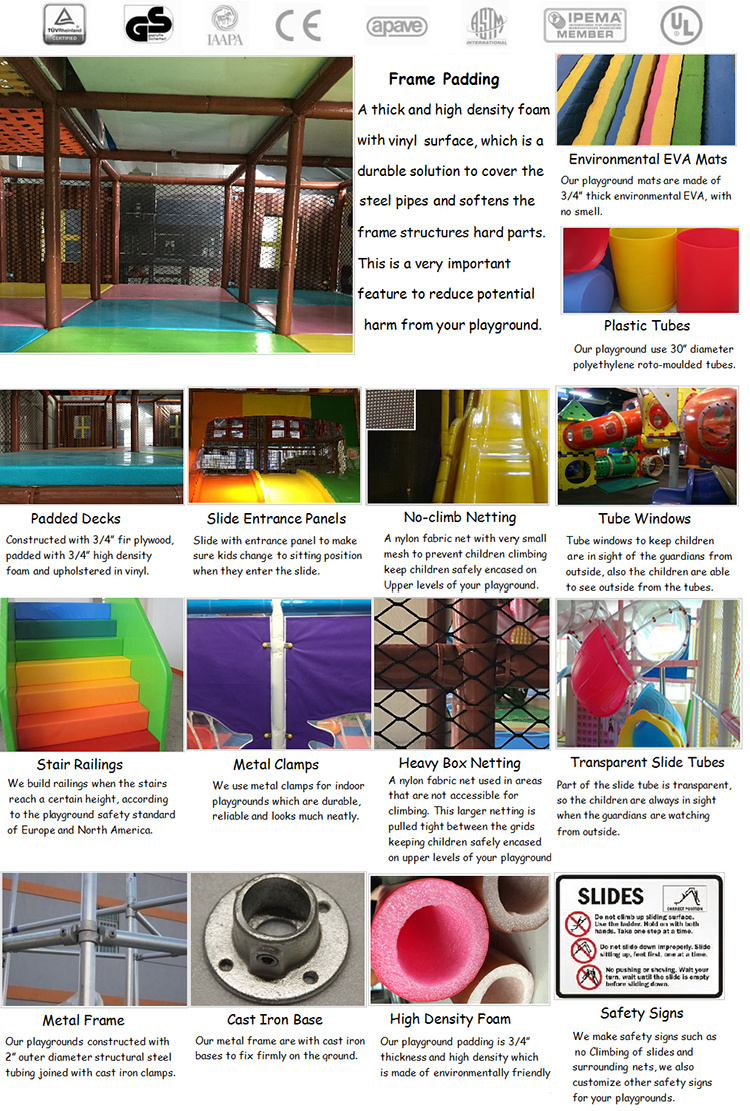 Customized Colourful Amusement Foam Padded Indoor Playground Supplier