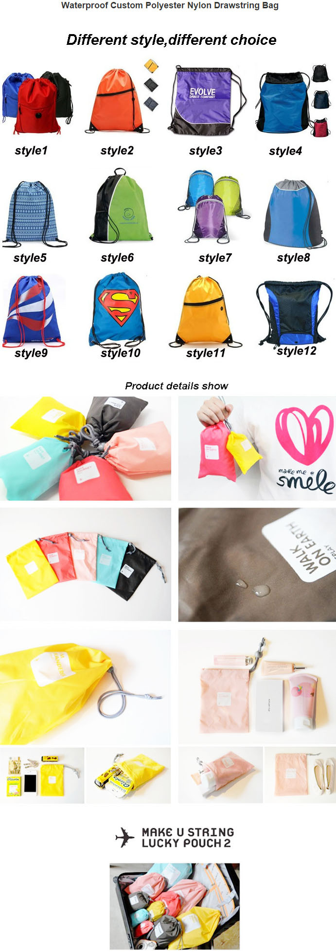 Fashion Custom Oxford Cloth Sports Drawstring Bag