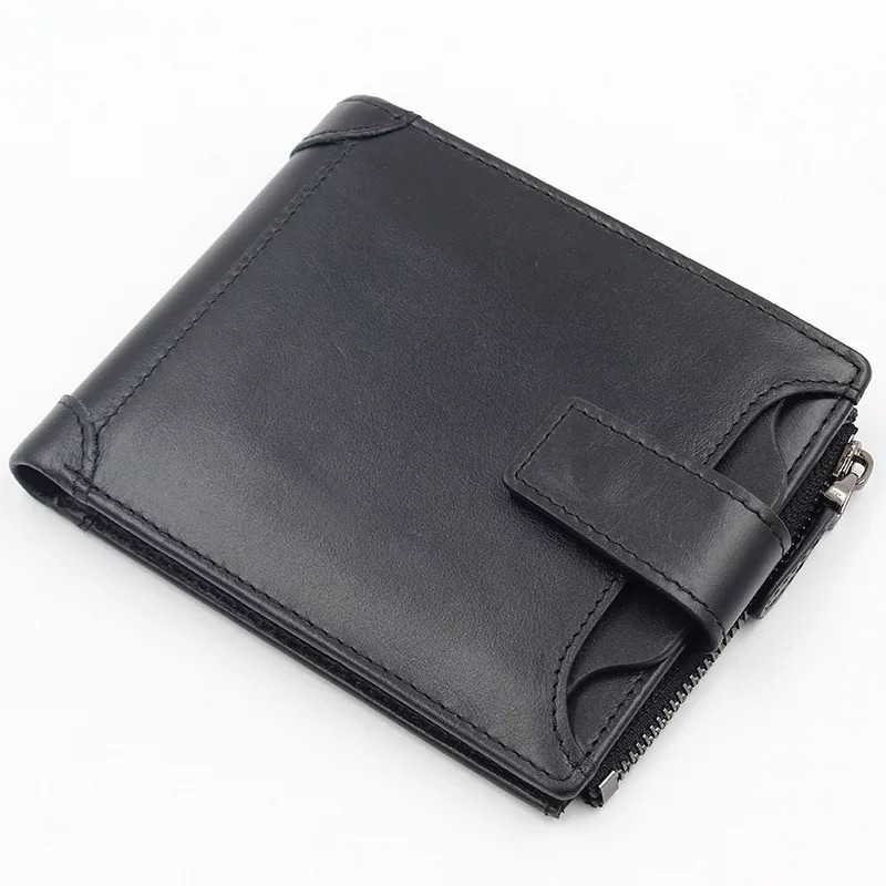 Premium Retro Credit Card Wallet Cow Leather Men Wallet with Zipper