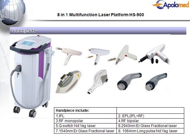 All in One IPL Laser RF ND YAG Laser Multifunction Laser Platform