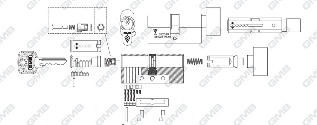 Bsi Kitemarked High Security/ One Star Rating British/ Mortise Euro Profile Standard Door Lock Cylinder/ Door Lock/ Brass Cylinder (GMB-BSI_CY)
