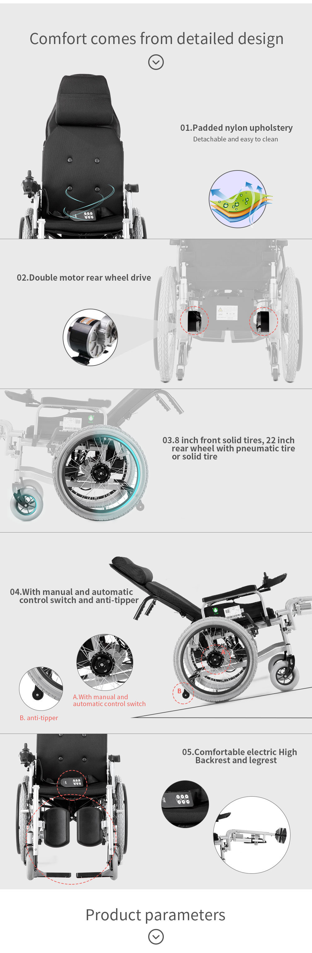 Reclining Electronic Power Wheelchair (BZ-6103)