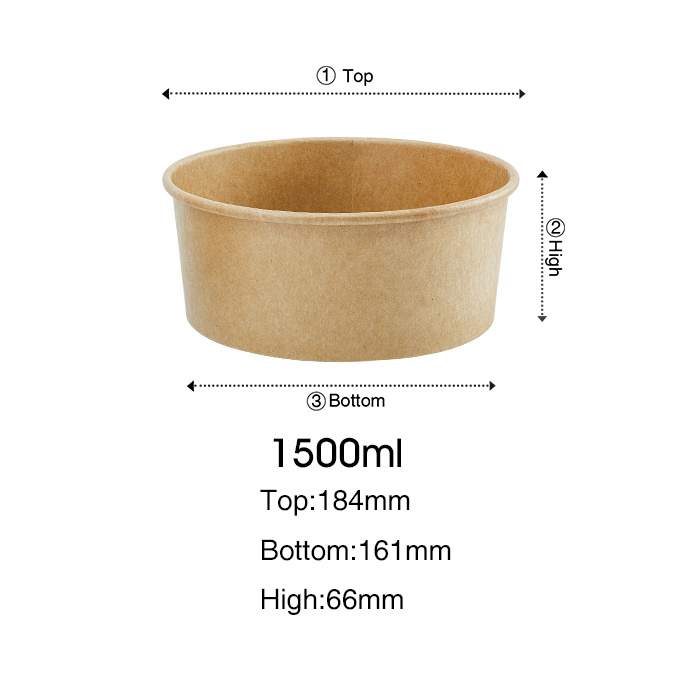 Disposable Biodegradable Eco-Friendly Paper Bowl with PLA Inner Coating & Lids