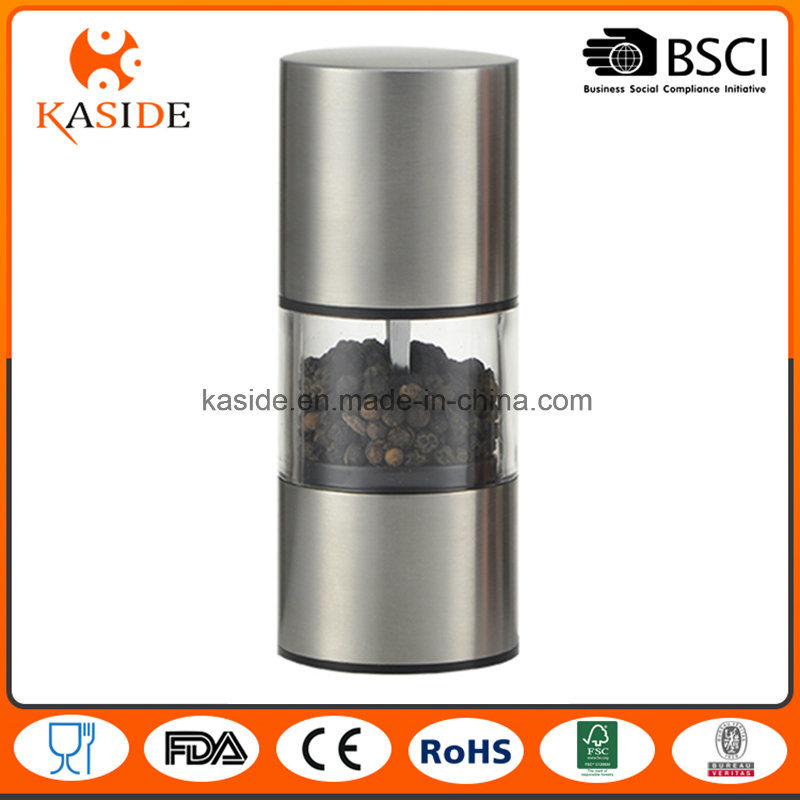 Brushed Stainless Steel Manual Salt and Pepper Mill