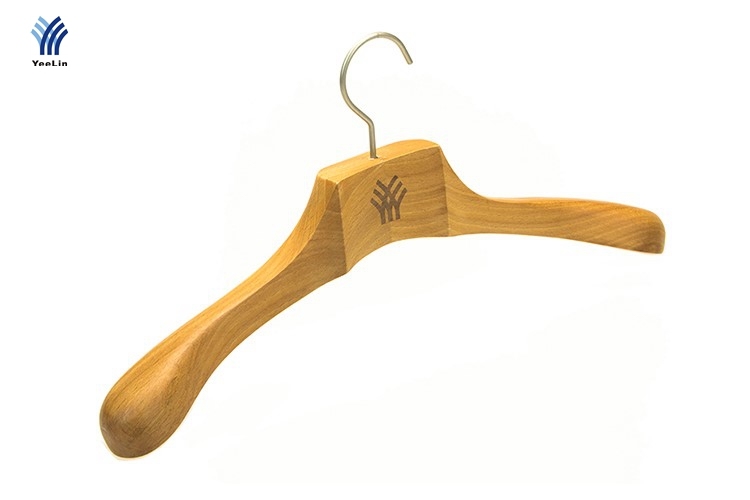 Luxury Wooden Coat Hanger with Nickel-Plated Iron Square Hook