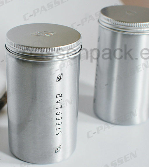 Luxury Aluminum Tea Canister with Logo Embossing (PPC-AC-1701)