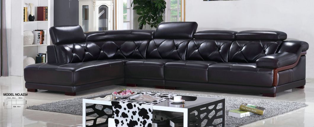 Top Grain Office Furniture Leather Sofa with Corner (A23)