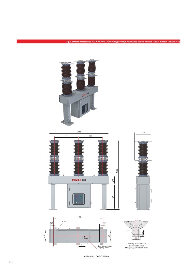 Zw7a-40.5 Series Vacuum Circuit Breaker Outdoor Type with CT Inside