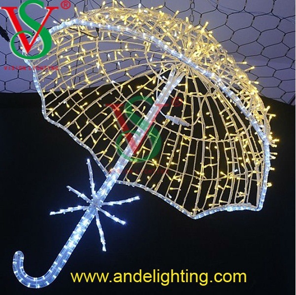 LED 3D Umbrella Motif Light for Holiday Decoration