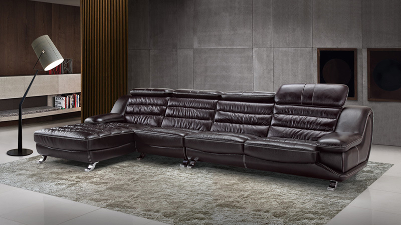 Three Seat with Chaise Leather Sofa for Home Living Room (HC2058)