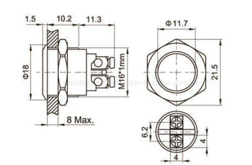 Multicolor 3A 250V AC 16mm Start Horn Button Green Blue Black Gold Metal Waterproof Metal Pushbutton Switch