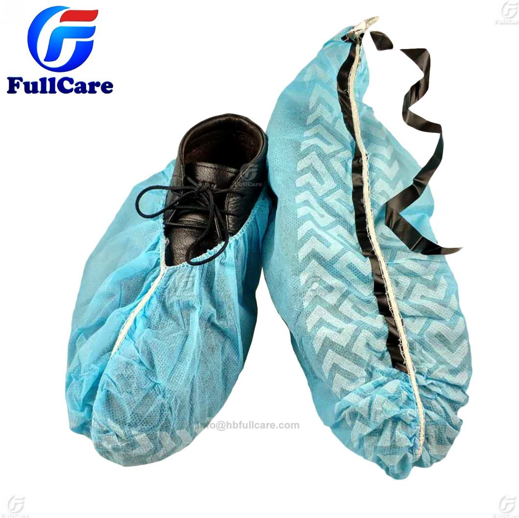 Nonwoven Disposable Anti Static Shoe Cover with ESD Ribben/Bar/Strip/Stripe/Banding