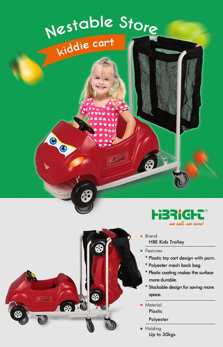 Foldable Kids Trolley Cart with Black Mesh Bag