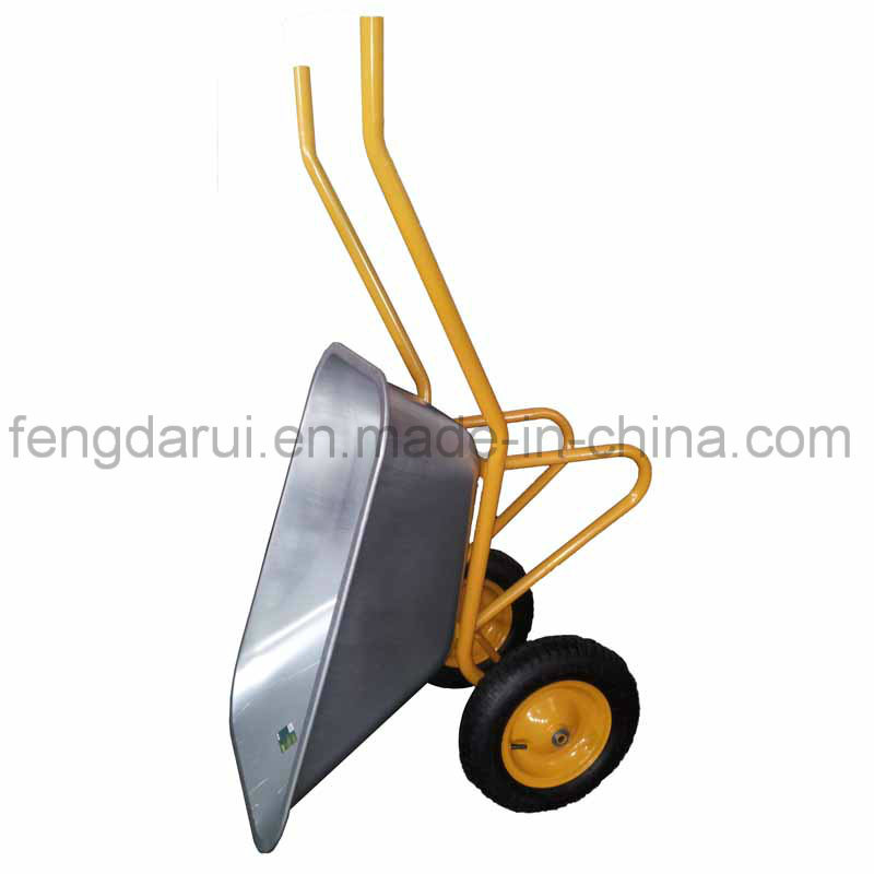 Double Wheels Galvanzied Tray Construction Wheelbarrow (WB6404W)