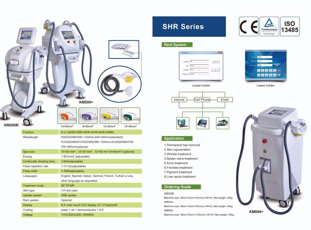 Shr Laser Acne Removal Machine with 4 Spot Size for Option