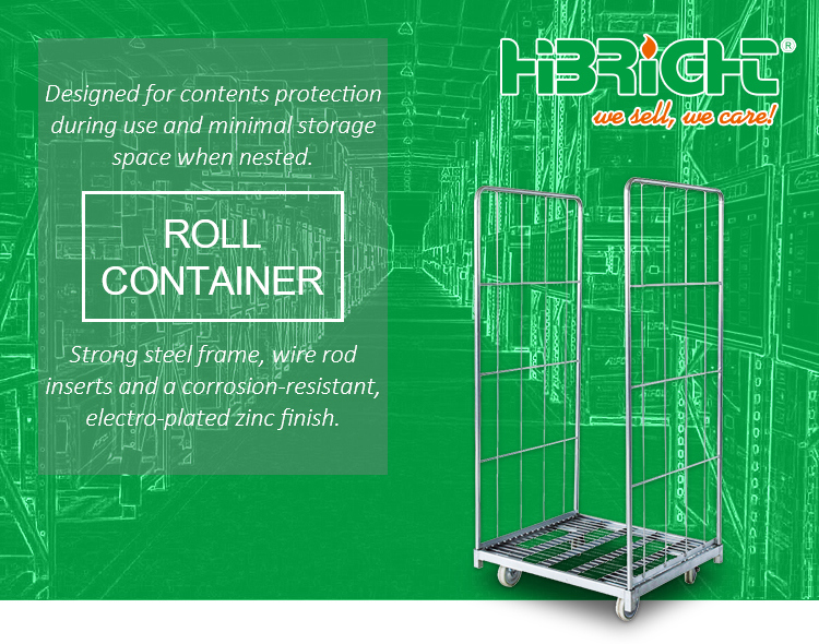 4 Sided Nesting Storage Roll Container Cart