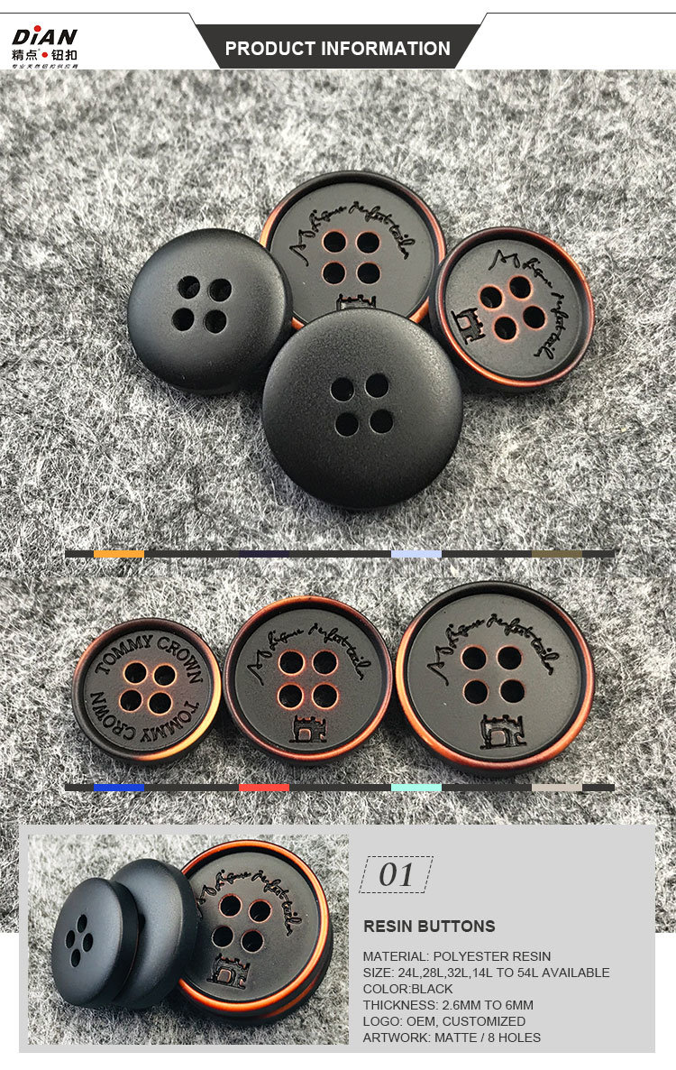 4 Holes Wholesale Custom Logo Polyester Button Shirt Button for Clothes