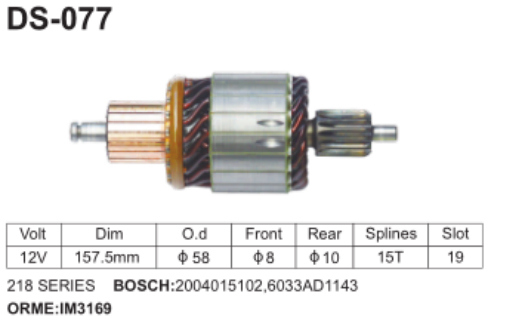 2004015102, 6033ad1143 High Quality Starter Motor Armature 12V for Bosch